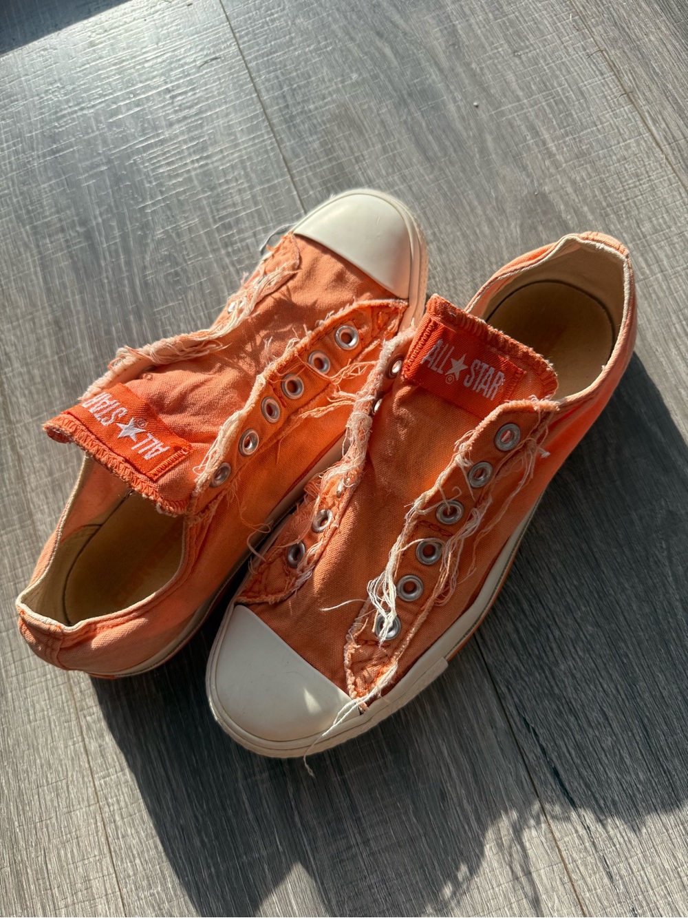 Converse Orange Frayed Low Top Sneakers - Picture 7 of 8
